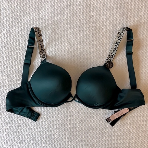 Victoria’s Secret Bombshell Adds 2 Cup Sizes Shine Strap Green Size 36A‎ - Picture 2 of 9